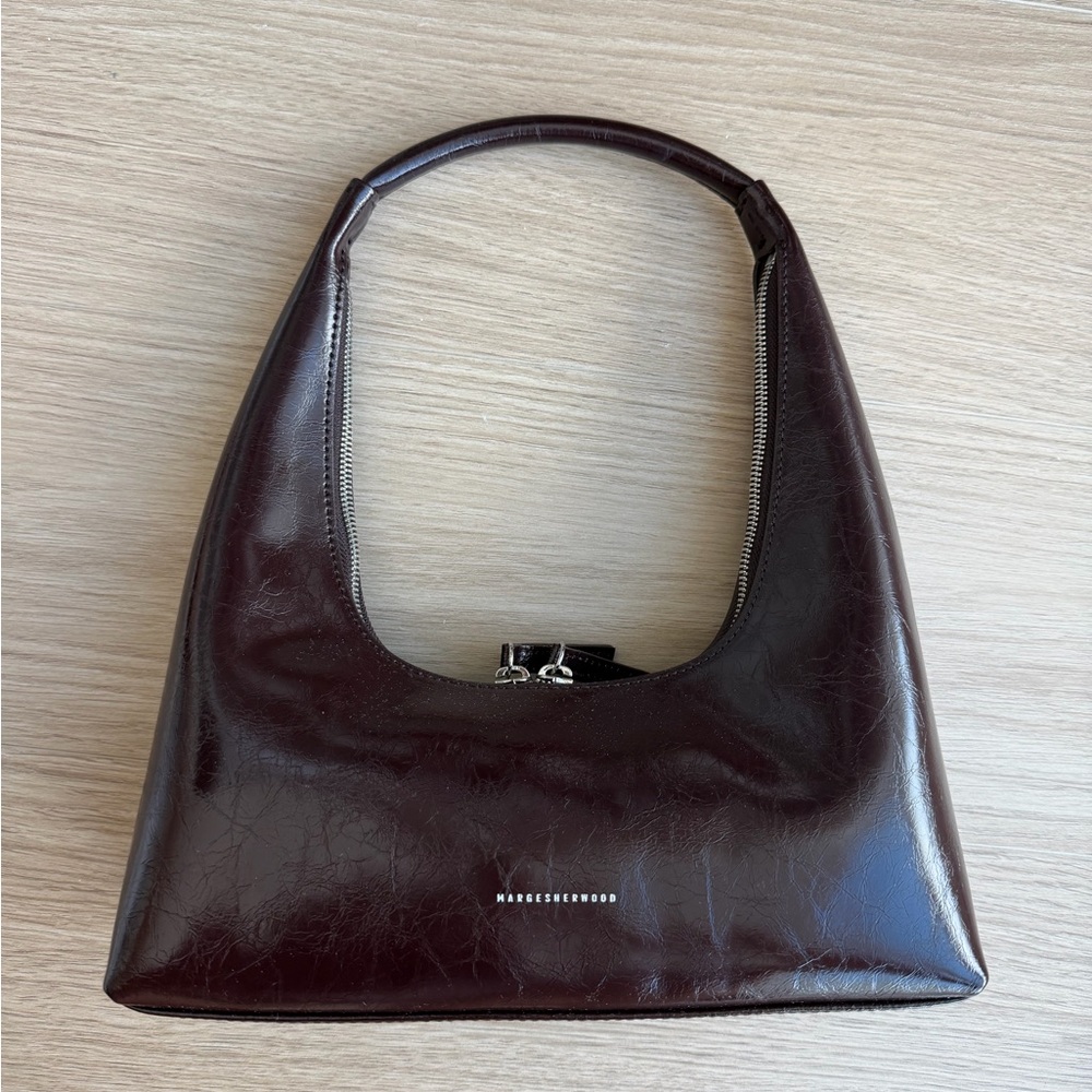 Marge Sherwood Hobo Shoulder Bag in Dark Brown Crinkle